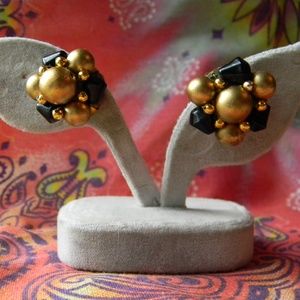 Gold & Black Beaded Earring's